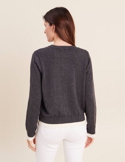Gilet 2 en 1 col rond gris clair femme