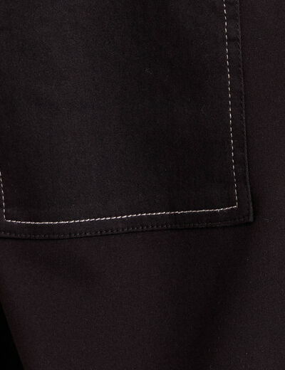 Veste droite courte manches longues denim noir femme