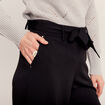 Pantalon large ceinturé noir femme