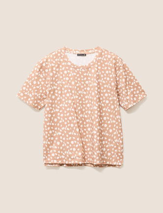 T-shirt droit col rond manches courtes marron femme