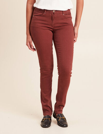 Jean coupe ajust&eacute;e taille bascul&eacute;e marron femme