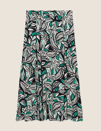 Jupe longue évasée vert femme