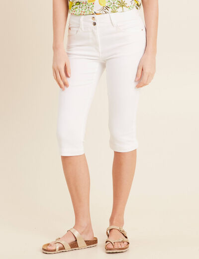 Pantacourt droit 5 poches blanc femme