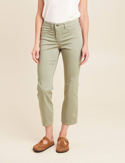Pantalon réversible droit 7/8ème vert olive femme