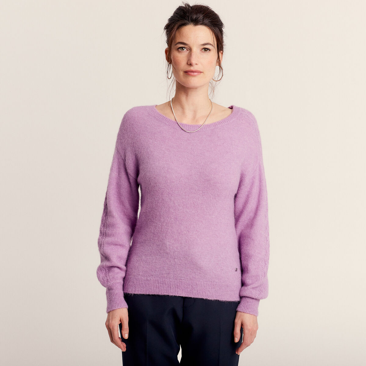 Pull manches longues violet femme