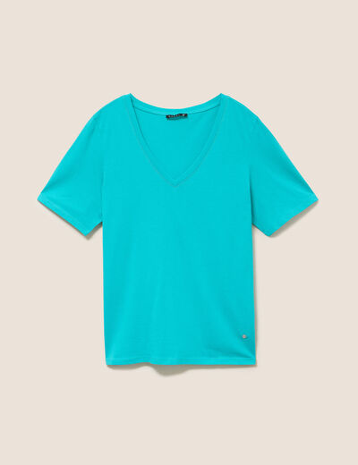 T-shirt manches courtes vert turquoise femme