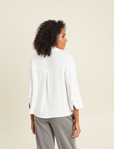Chemise col chemise manches 3/4 ecru femme