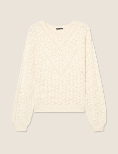 Pull manches longues ajouré sable femme