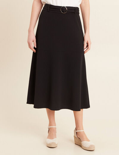 Jupe longue droite ceinture noir femme