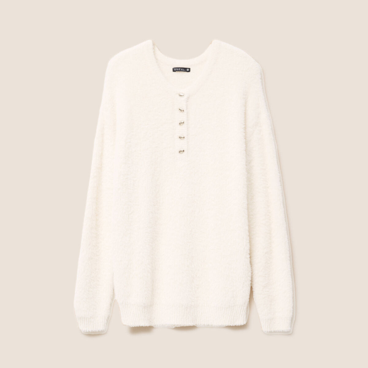 Pull col tunisien ivoire femme