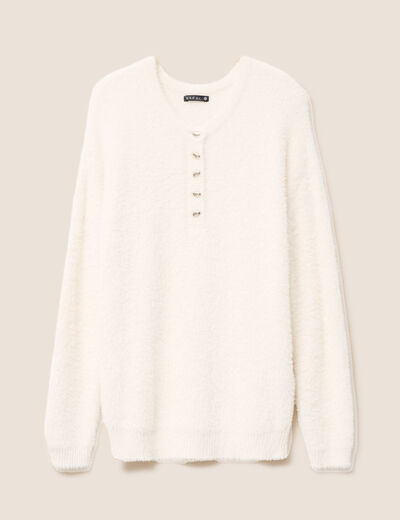 Pull col tunisien ivoire femme