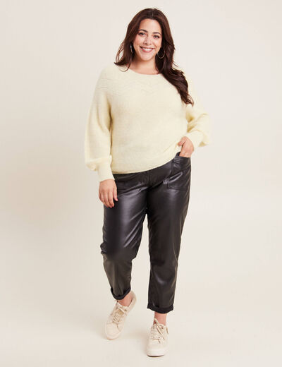 Pull confectionné en France jaune pastel femme