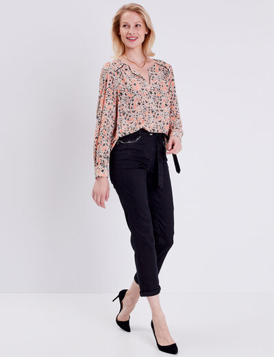 Blouse manches longues orange corail femme