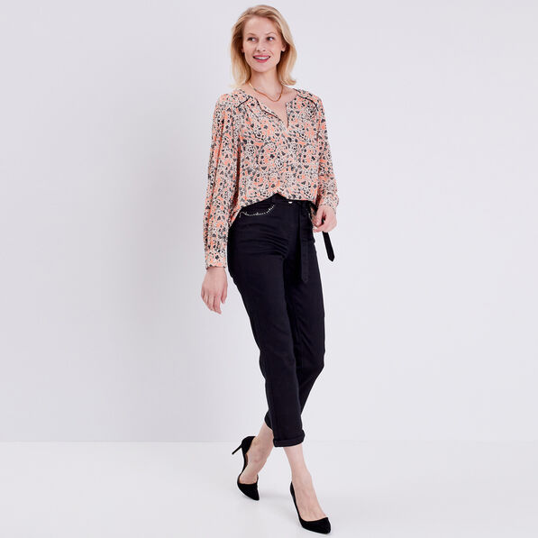 Blouse manches longues orange corail femme
