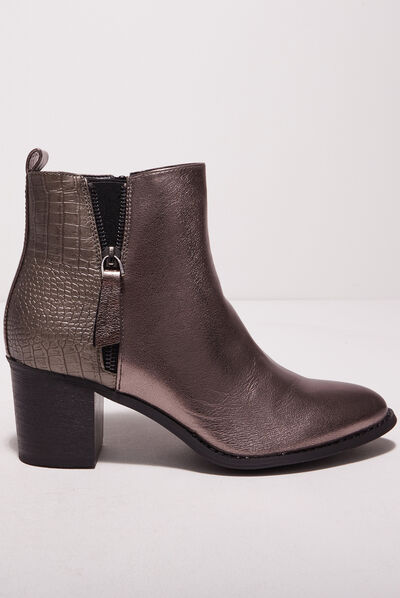 Bottines à talons irisées couleur argent femme