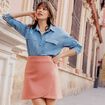 Jupe portefeuille réversible orange corail femme