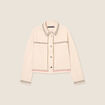 Veste en jean brod&eacute;e denim beige femme