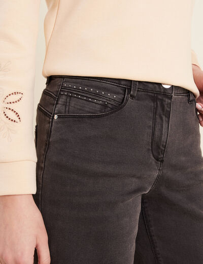 Jean large 7/8ème denim gris femme