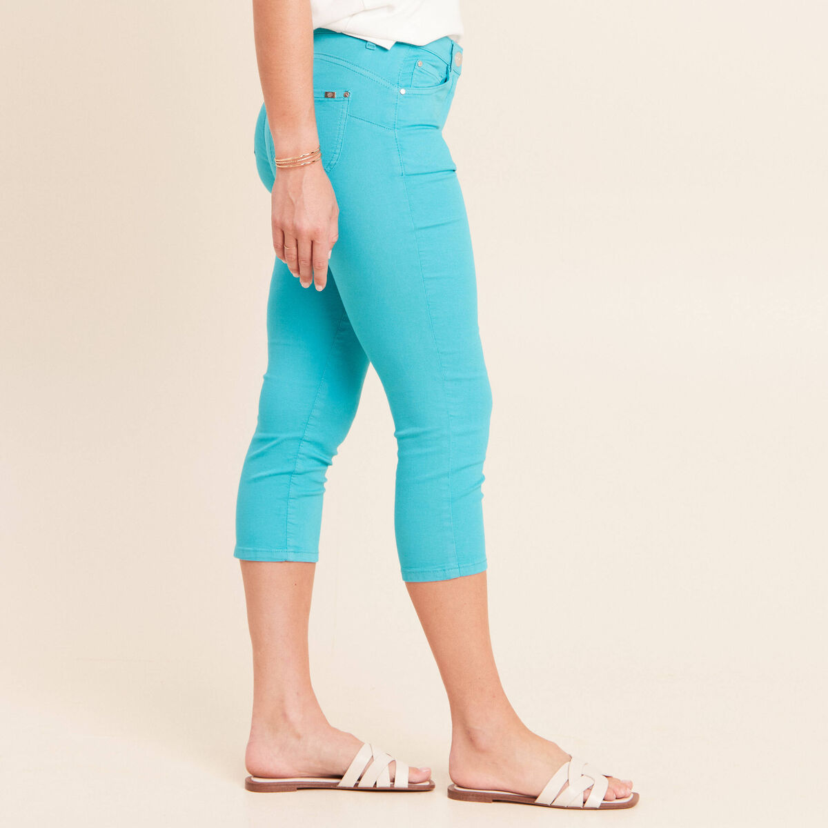 Pantacourt magique Le L&eacute;ger coupe droite vert turquoise femme