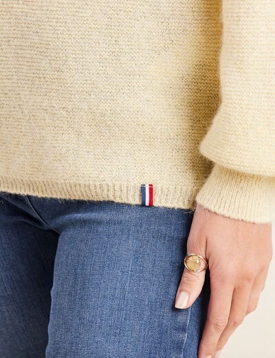 Pull confectionné en France jaune pastel femme
