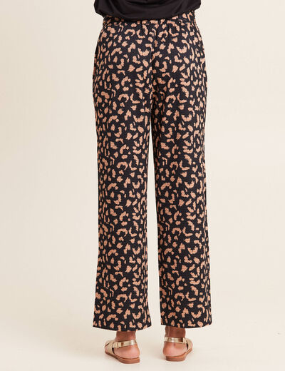 Pantalon ample taille haute noir femme