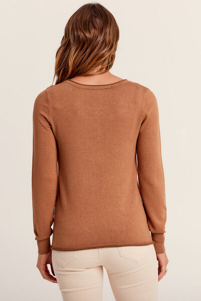 Pull manches longues camel femme