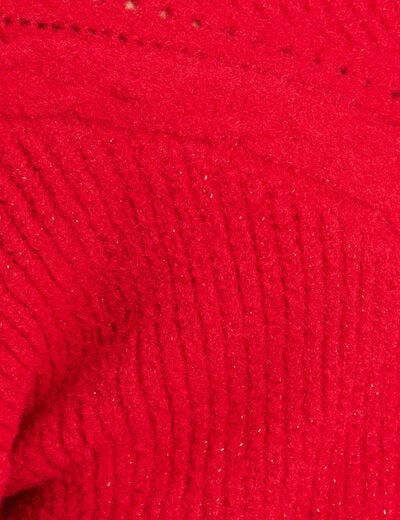Pull col rond manches longues rouge femme