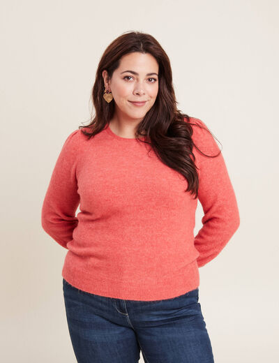 Pull manches longues rouge corail femme
