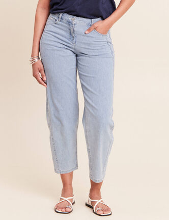 Jean coupe barrel 7/8&egrave;me denim bleach femme