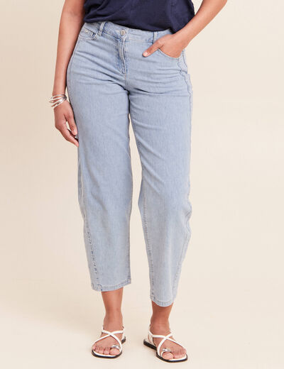 Jean coupe barrel 7/8&egrave;me denim bleach femme