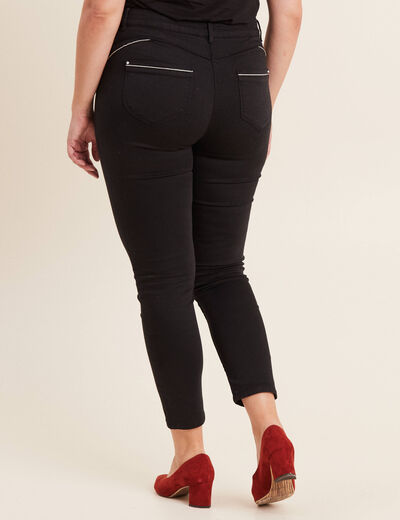 Pantalon coupe ajust&eacute;e taille haute noir femme