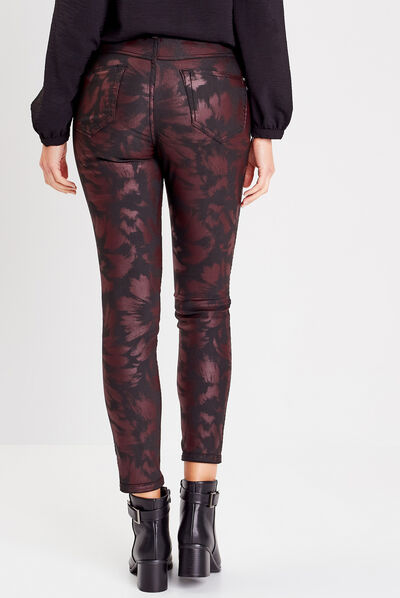 Pantalon ajusté réversible rouge femme