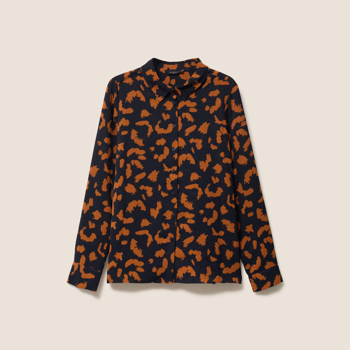 Chemise manches longues marron cognac femme