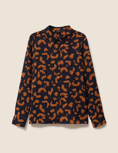 Chemise manches longues marron cognac femme