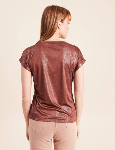 T-shirt manches courtes marron femme