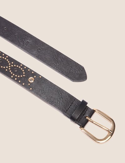 Ceinture clous et oeillets noir femme