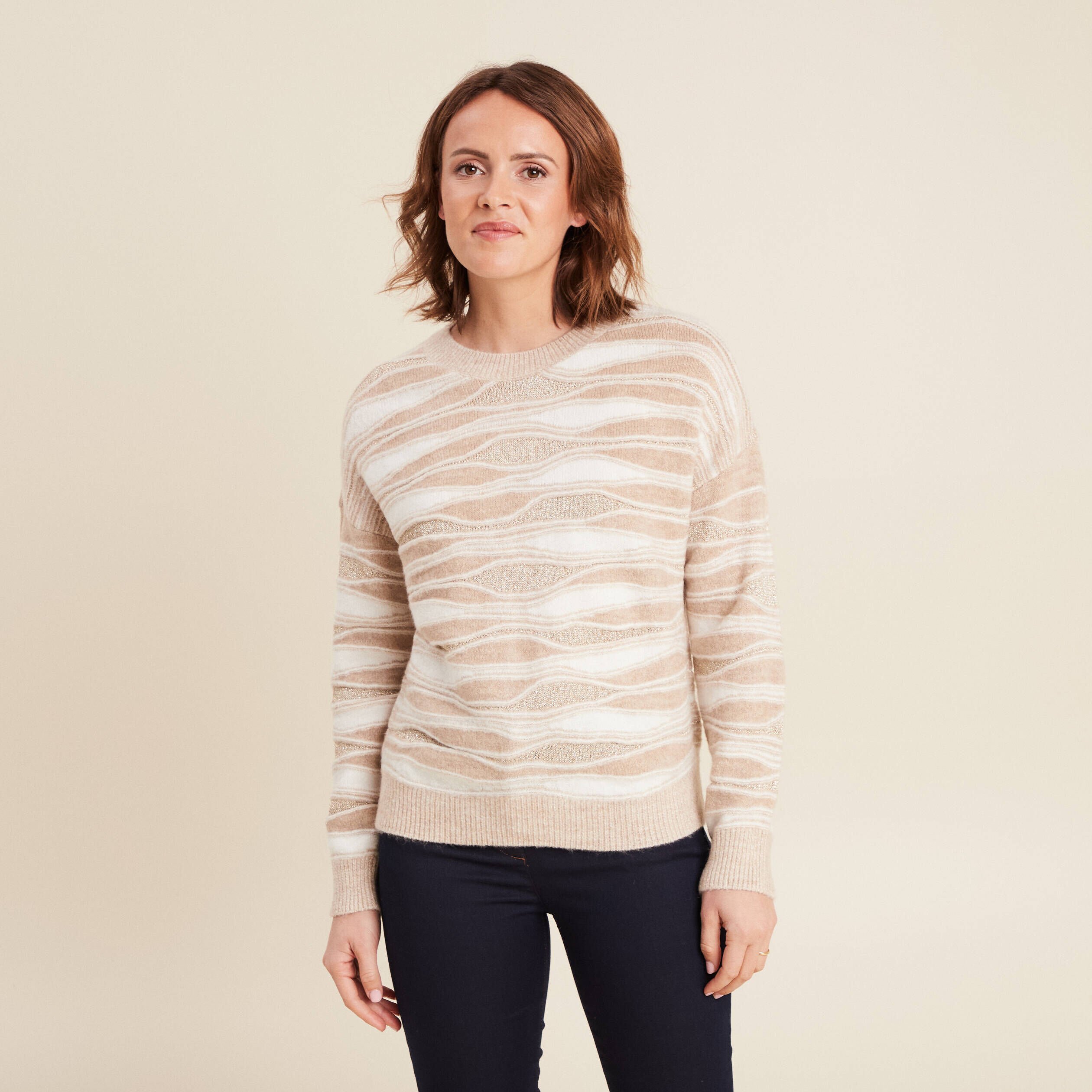 Pull Patrice Bréal En Viscose – Taille 44 – Marron – Neuf Avec étiquettes