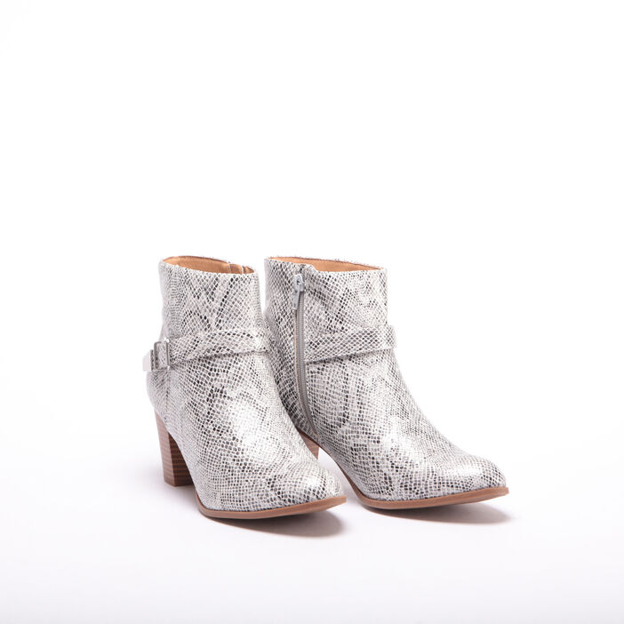 Bottines à talons avec sangle gris femme