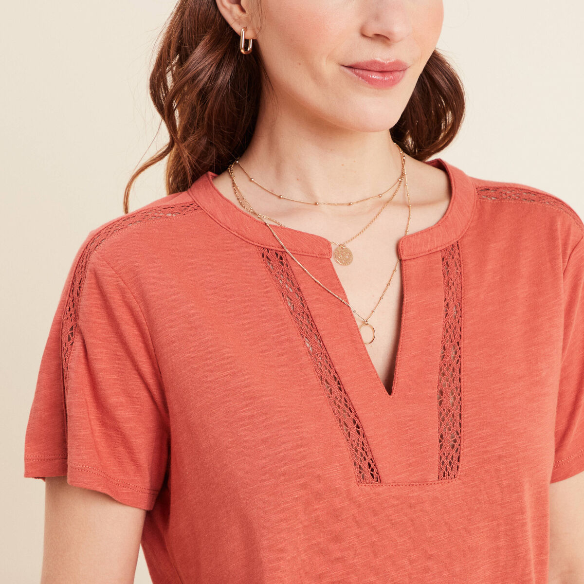 T-shirt manches courtes vieux rose femme