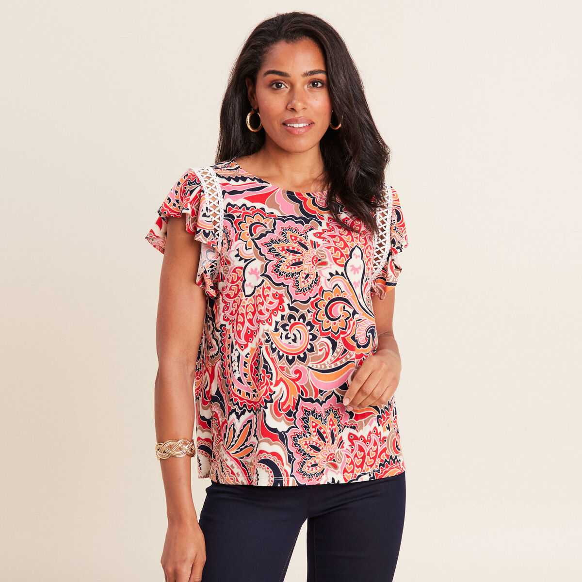 T-shirt manches courtes multicolore femme