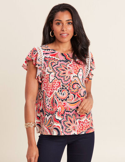 T-shirt manches courtes multicolore femme