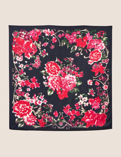 Foulard satin&eacute; bleu fonc&eacute; femme