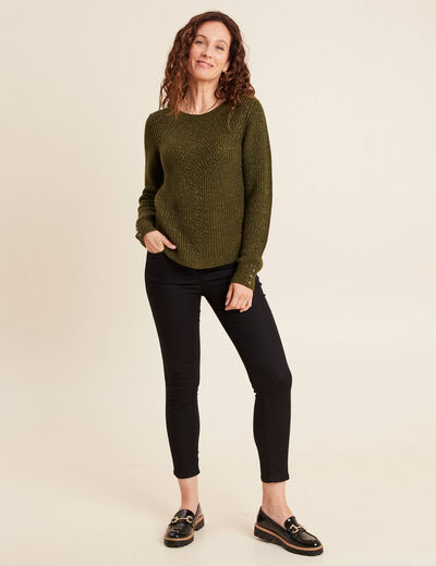 Pull manches longues vert foncé femme