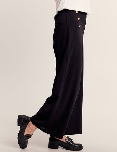 Pantalon coupe large &agrave; pont noir femme