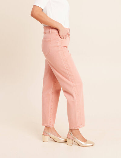 Jean coupe droite 7/8&egrave;me taille haute vieux rose femme