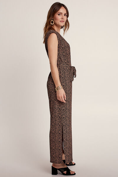 Robe longue droite fendue noir femme