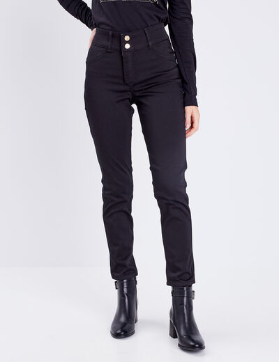 Pantalon ajusté réversible noir femme