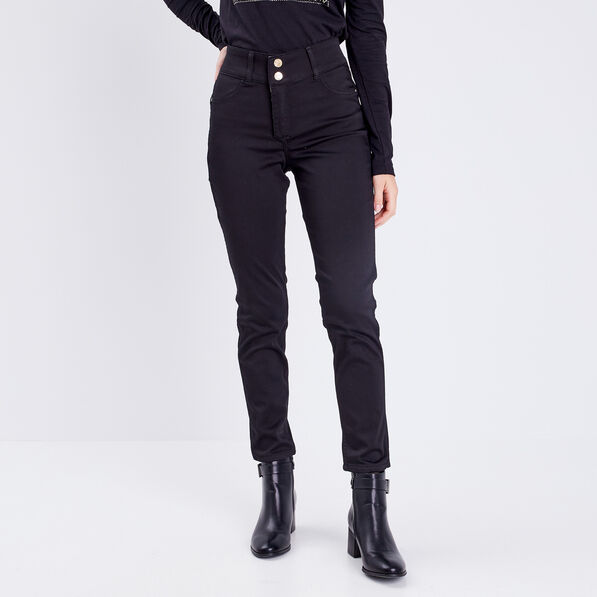 Pantalon ajusté réversible noir femme