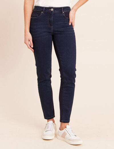 Jean coupe ajust&eacute;e effet bi-mati&egrave;re denim brut femme