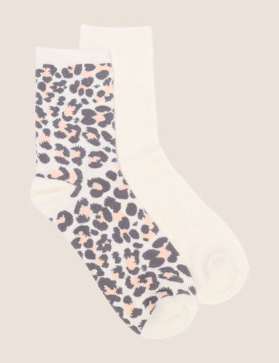 Lot 2 paires chaussettes ecru femme